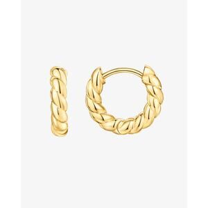 PAVOI 14K Gold Plated 925 Sterling Silver Twisted Braid Huggies Earrings hoops